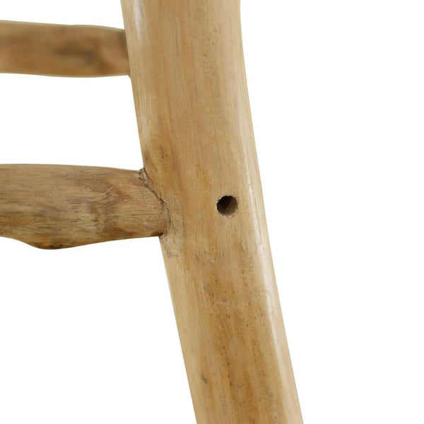 vidaXL Bar Stool Goat Leather and Solid Teak Wood