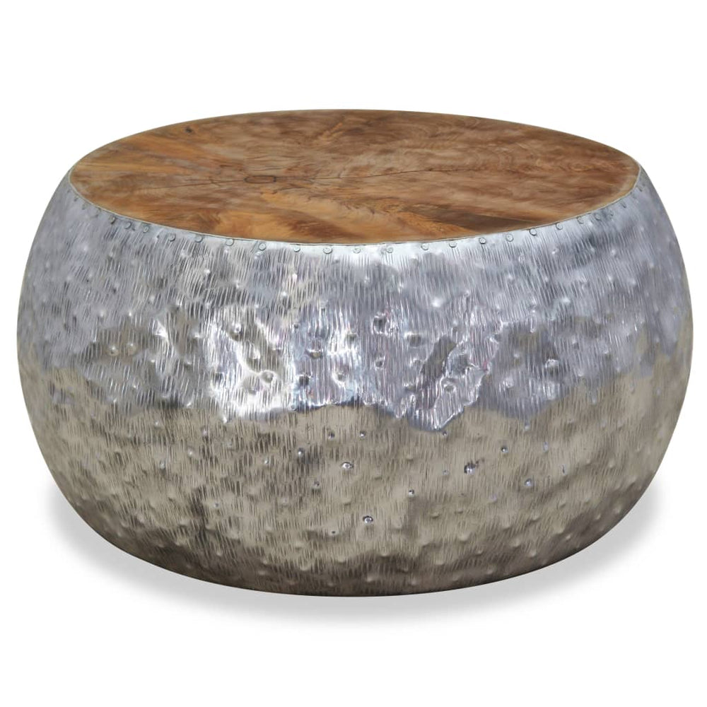 vidaXL Coffee Table Aluminium Teak 60x60x30 cm