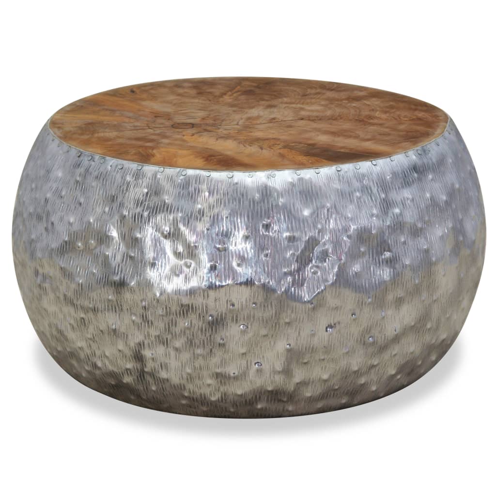 vidaXL Coffee Table Aluminium Teak 60x60x30 cm