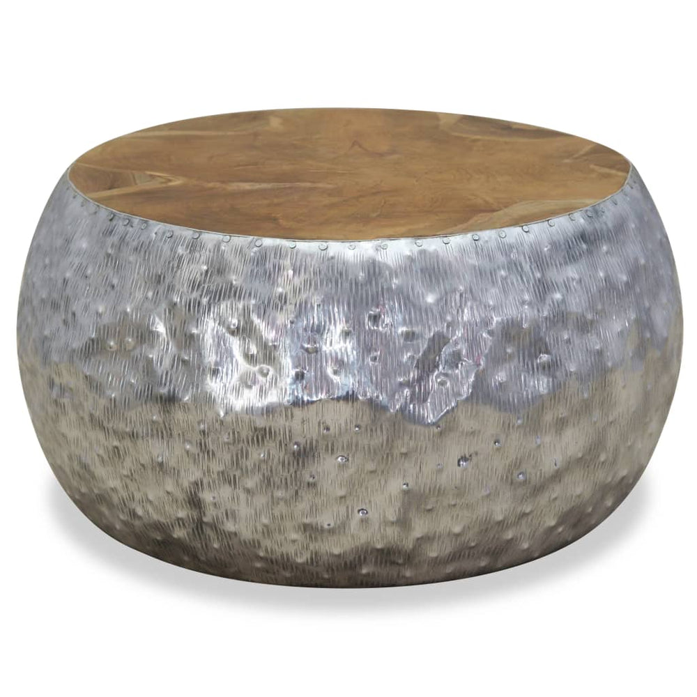 vidaXL Coffee Table Aluminium Teak 60x60x30 cm