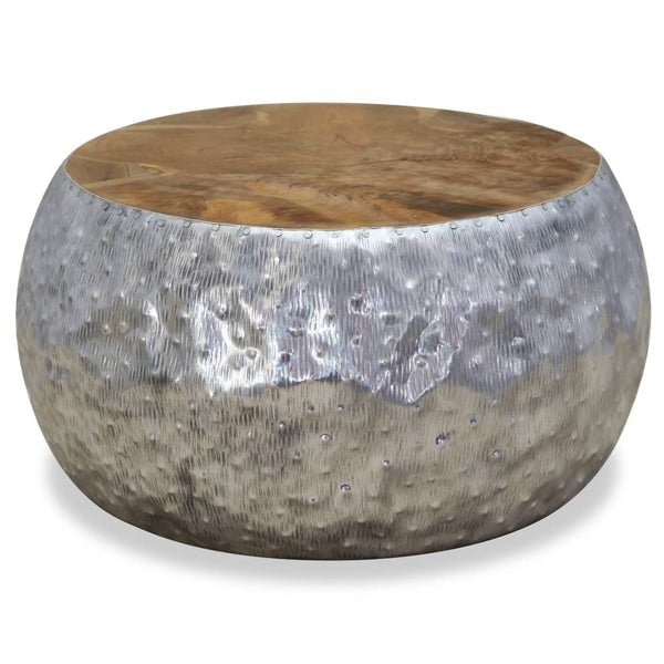 vidaXL Coffee Table Aluminium Teak 60x60x30 cm