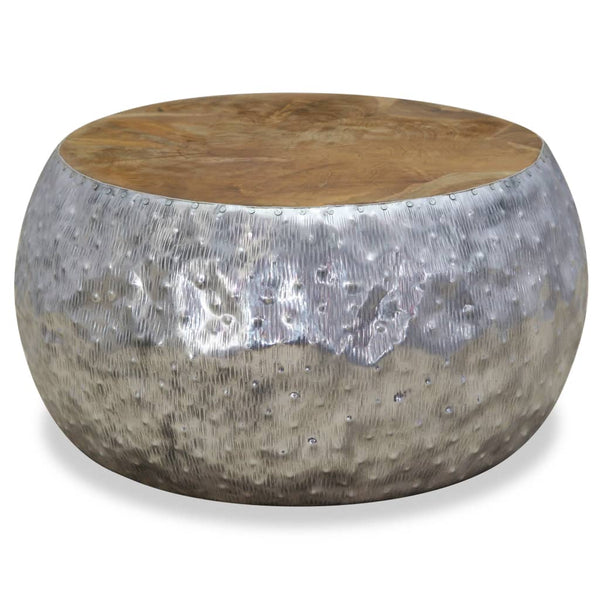 vidaXL Coffee Table Aluminium Teak 60x60x30 cm