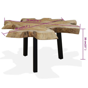 vidaXL Coffee Table Solid Teak Wood 80x70x38 cm