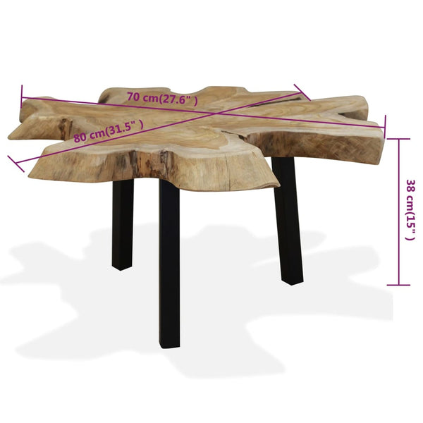 vidaXL Coffee Table Solid Teak Wood 80x70x38 cm