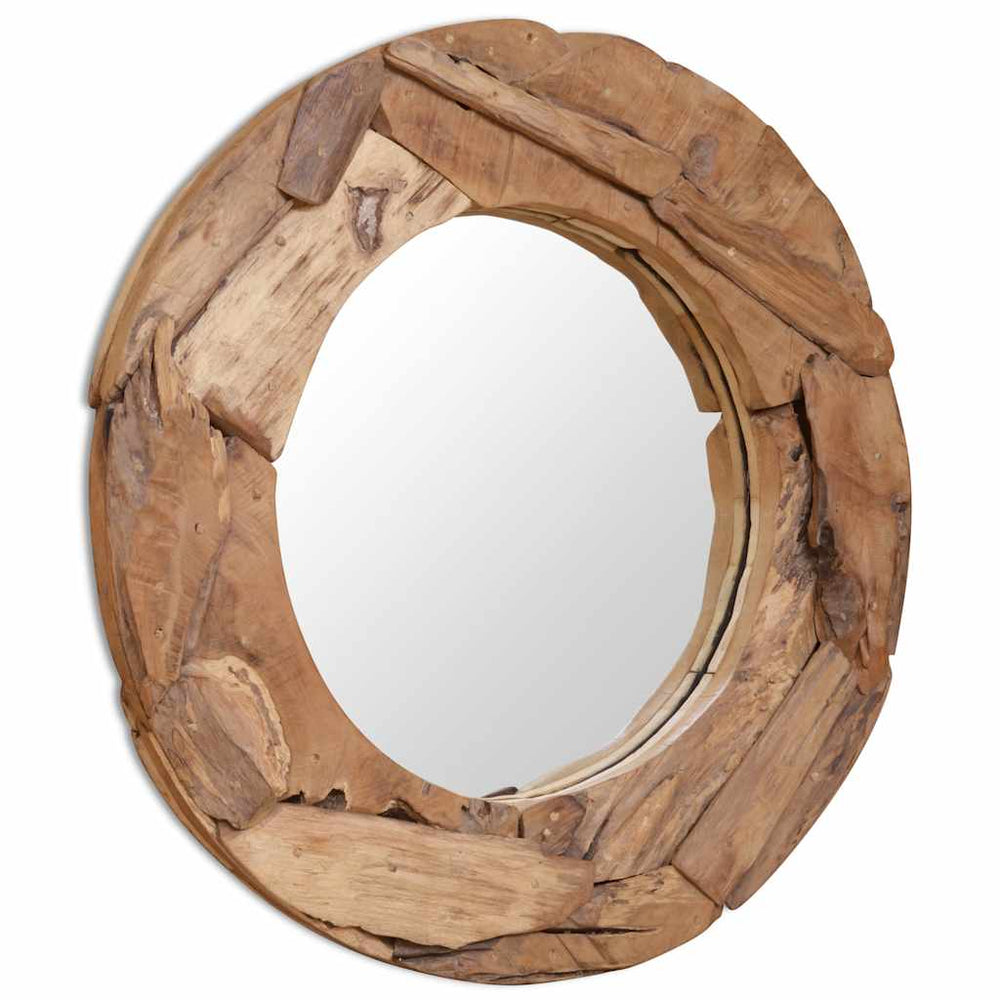 vidaXL Decorative Teak Mirror 80 cm Round