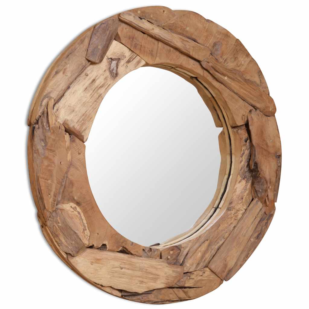 vidaXL Decorative Teak Mirror 80 cm Round