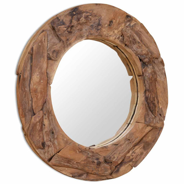vidaXL Decorative Teak Mirror 80 cm Round