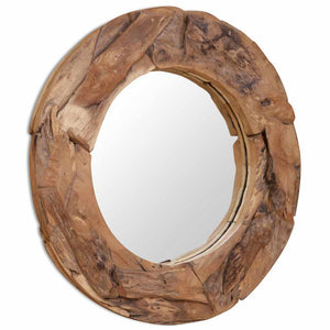 vidaXL Decorative Teak Mirror 80 cm Round