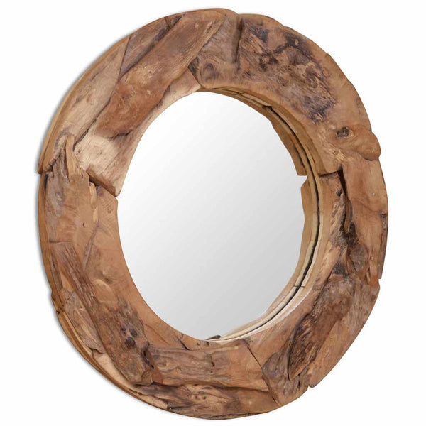 vidaXL Decorative Teak Mirror 80 cm Round