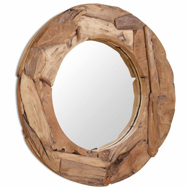 vidaXL Decorative Teak Mirror 80 cm Round