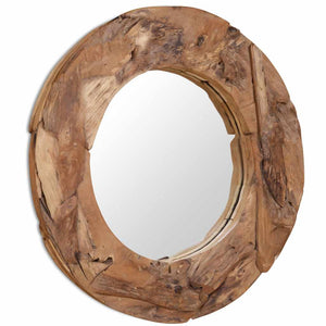 vidaXL Decorative Teak Mirror 80 cm Round
