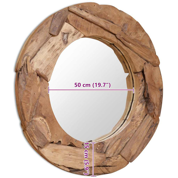 vidaXL Decorative Teak Mirror 80 cm Round