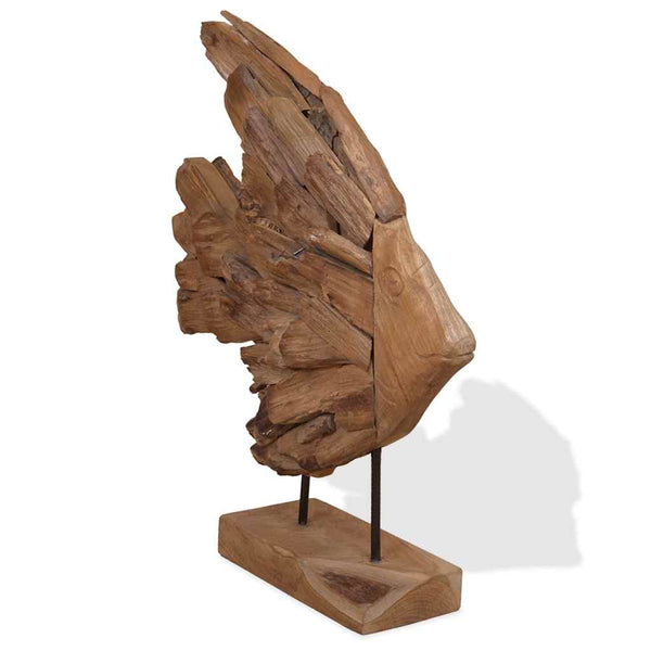 vidaXL Fish Sculpture Teak 40x12x57 cm
