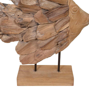 vidaXL Fish Sculpture Teak 40x12x57 cm