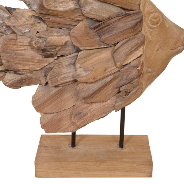 vidaXL Fish Sculpture Teak 40x12x57 cm