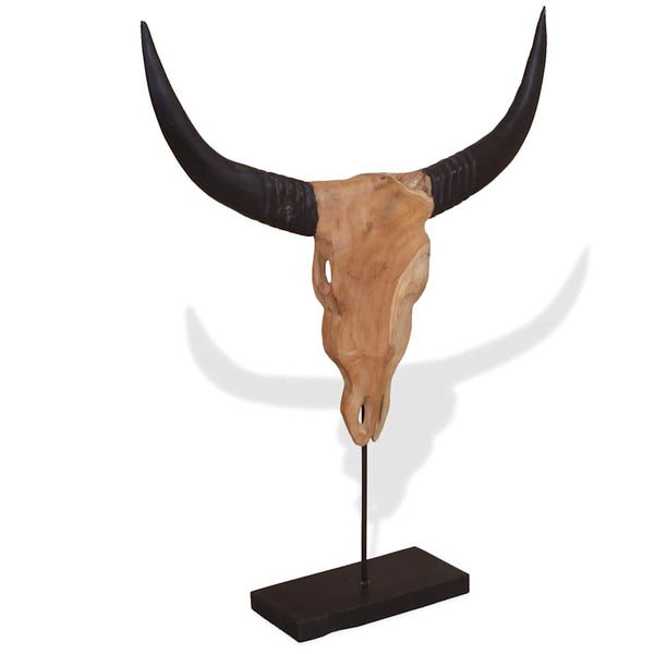 vidaXL Bull Head Sculpture Teak 66x15x88 cm