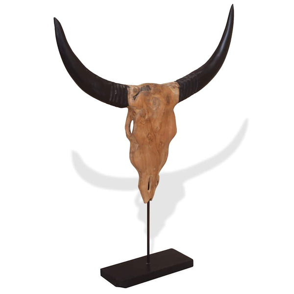 vidaXL Bull Head Sculpture Teak 66x15x88 cm