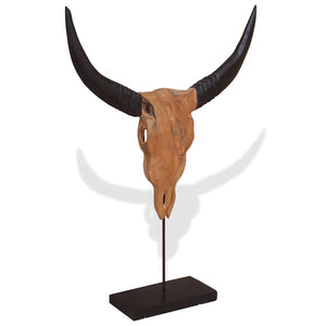 vidaXL Bull Head Sculpture Teak 66x15x88 cm