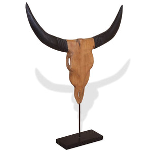 vidaXL Bull Head Sculpture Teak 66x15x88 cm