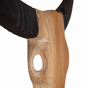 vidaXL Bull Head Sculpture Teak 66x15x88 cm