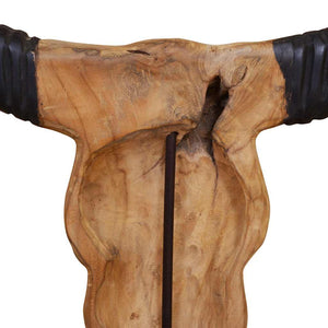 vidaXL Bull Head Sculpture Teak 66x15x88 cm