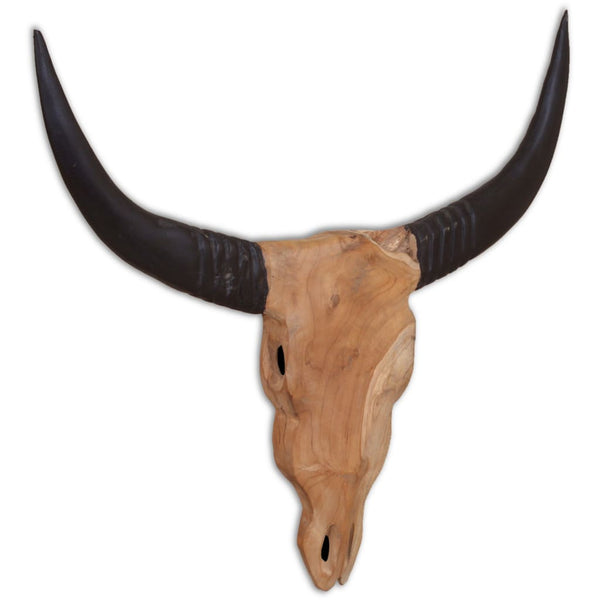 vidaXL Wall-Mounted Bull Head Sculpture Teak 69 x 6 x 60 cm
