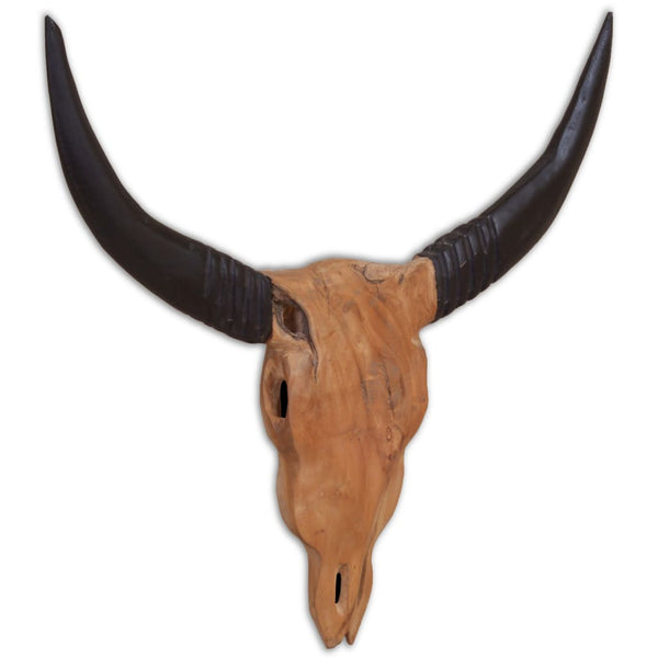 vidaXL Wall-Mounted Bull Head Sculpture Teak 69 x 6 x 60 cm
