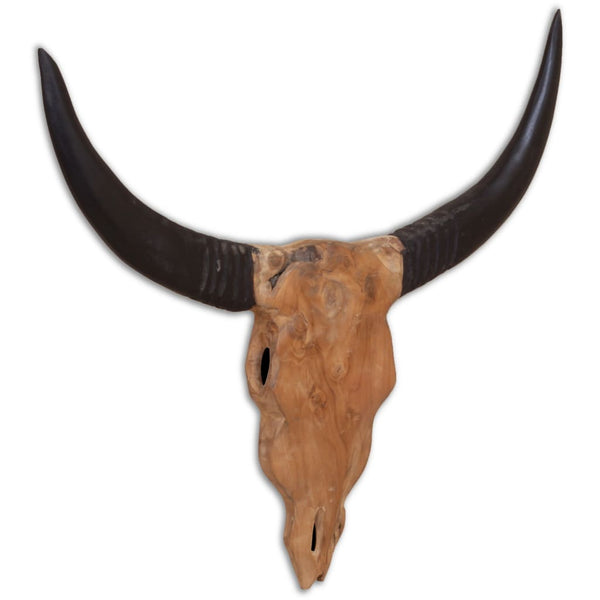 vidaXL Wall-Mounted Bull Head Sculpture Teak 69 x 6 x 60 cm