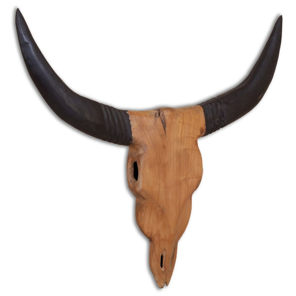 vidaXL Wall-Mounted Bull Head Sculpture Teak 69 x 6 x 60 cm