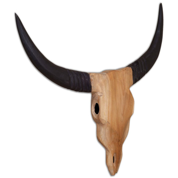 vidaXL Wall-Mounted Bull Head Sculpture Teak 69 x 6 x 60 cm