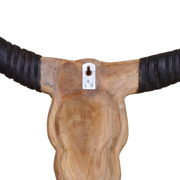 vidaXL Wall-Mounted Bull Head Sculpture Teak 69 x 6 x 60 cm