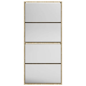 vidaXL Shoe Cabinet with 4 Compartments Mirror Oak 63×17×134 cm