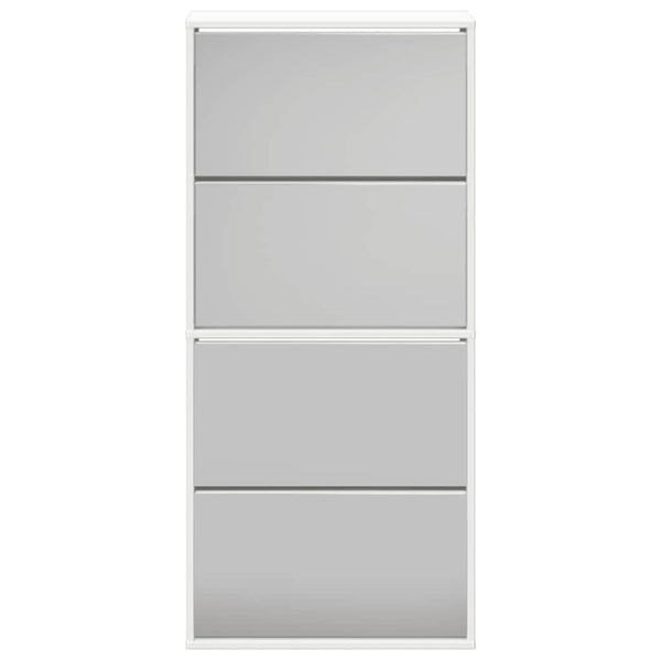 vidaXL Shoe Cabinet with 4 Compartments Mirror White 63x17x134 cm