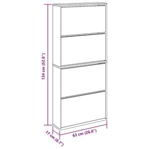 vidaXL Shoe Cabinet with 4 Compartments Mirror White 63x17x134 cm