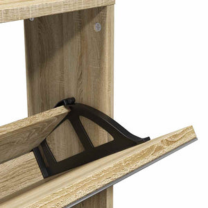 vidaXL Shoe Cabinet with 5 Compartments Mirror Oak 63x17x169.5 cm