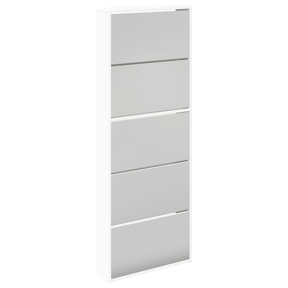 vidaXL Shoe Cabinet with 5 Compartments Mirror White 63x17x169.5 cm