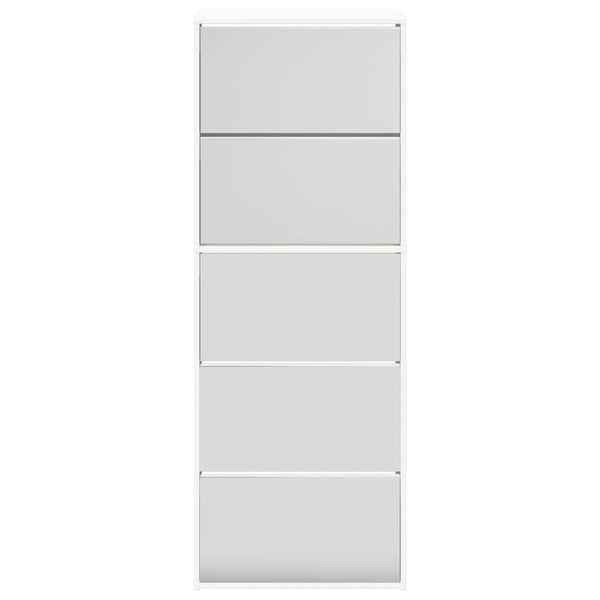 vidaXL Shoe Cabinet with 5 Compartments Mirror White 63x17x169.5 cm