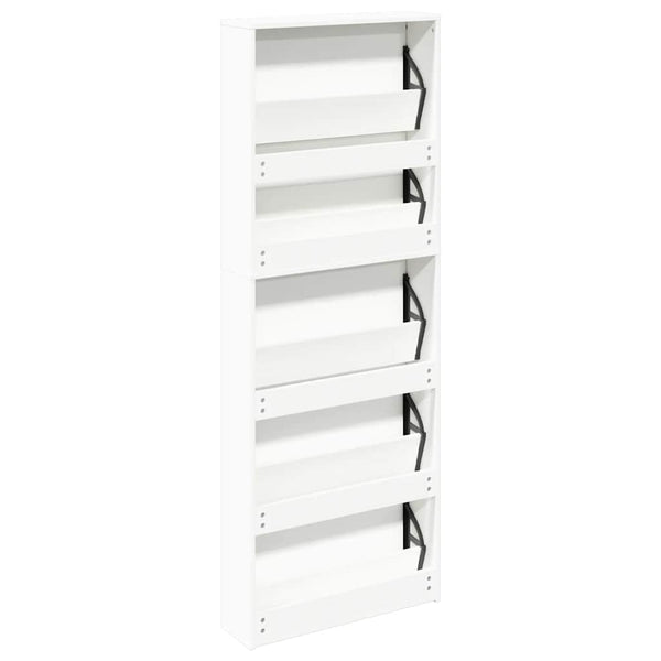 vidaXL Shoe Cabinet with 5 Compartments Mirror White 63x17x169.5 cm