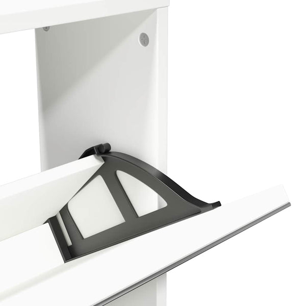 vidaXL Shoe Cabinet with 5 Compartments Mirror White 63x17x169.5 cm
