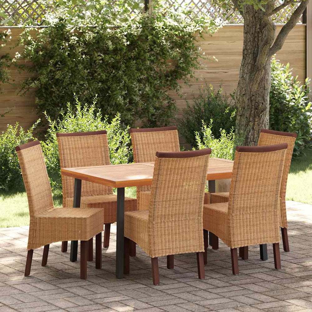 vidaXL Dining Chairs 6 pcs. Natural Rattan Brown