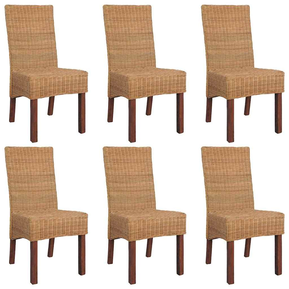 vidaXL Dining Chairs 6 pcs. Natural Rattan Brown