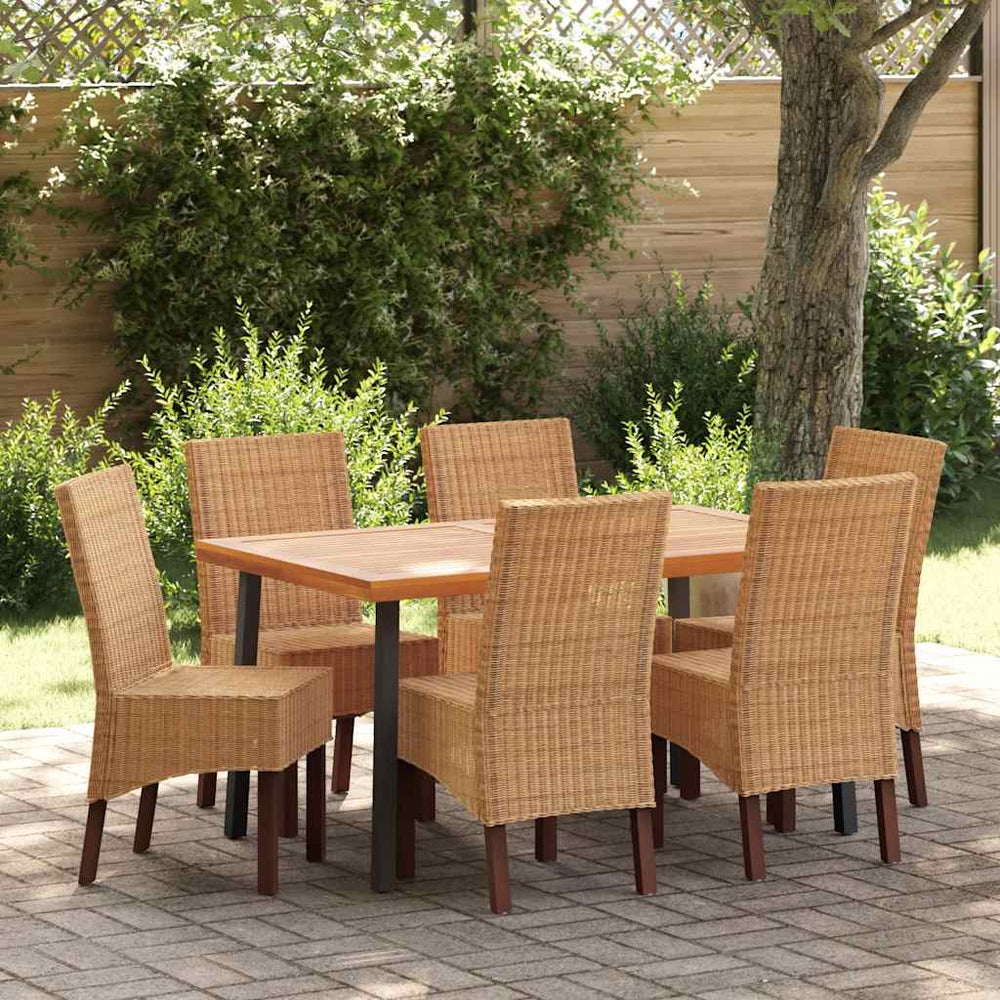 vidaXL Dining Chairs 6 pcs. Natural Rattan Brown
