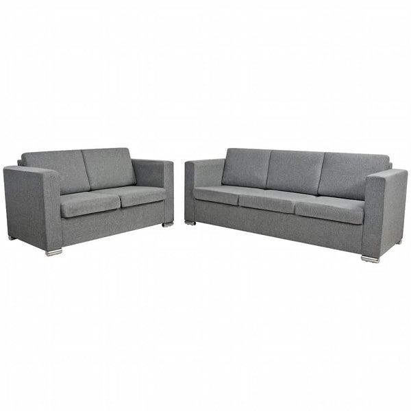 vidaXL Two-Seater Sofa Set Fabric Light Grey