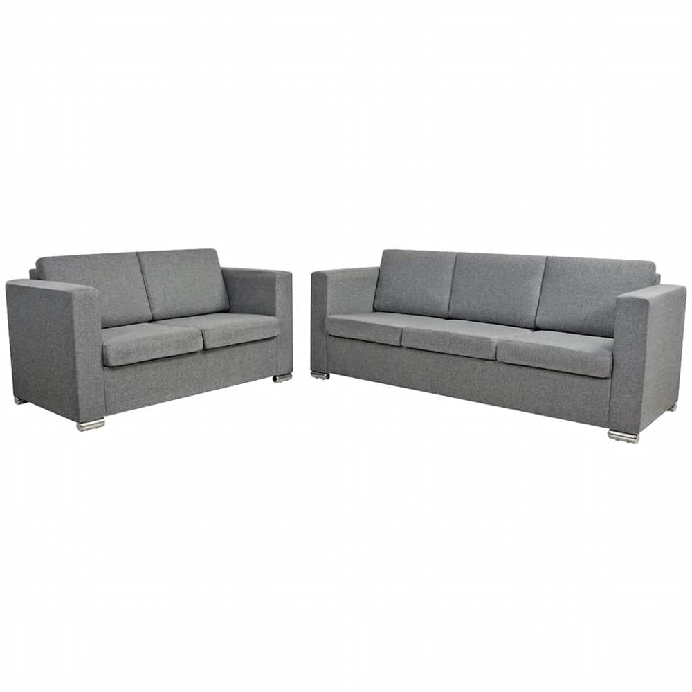 vidaXL Two-Seater Sofa Set Fabric Light Grey