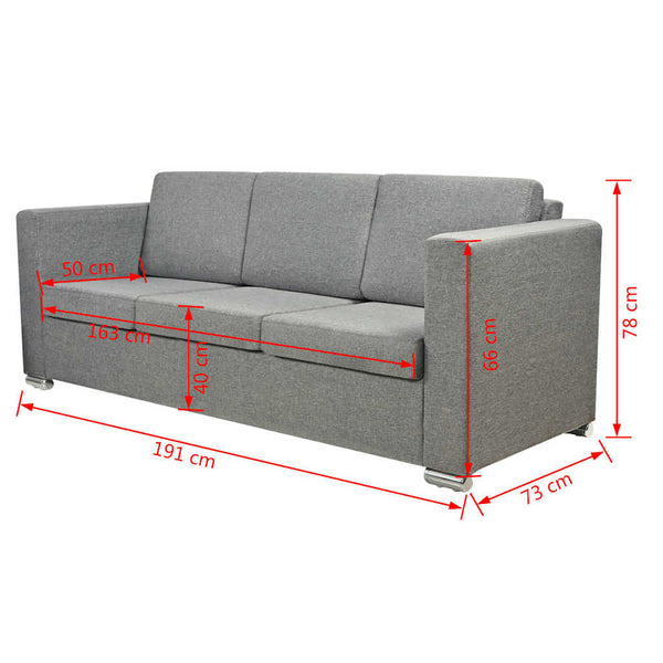 vidaXL Two-Seater Sofa Set Fabric Light Grey