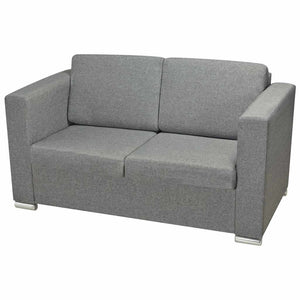 vidaXL Two-Seater Sofa Set Fabric Light Grey