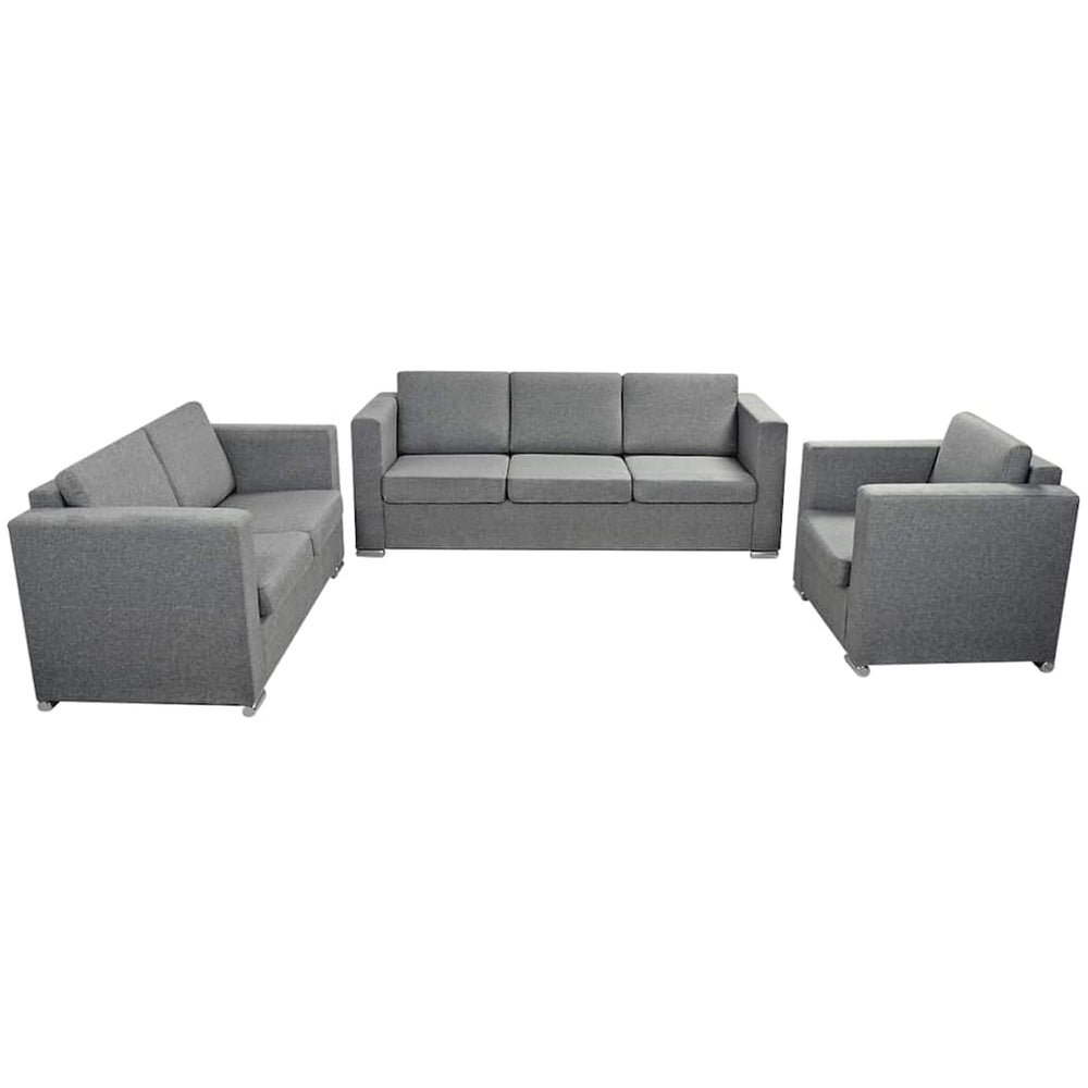 vidaXL Three-Piece Sofa Set Fabric Light Grey