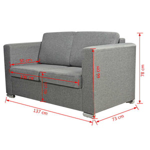 vidaXL Three-Piece Sofa Set Fabric Light Grey