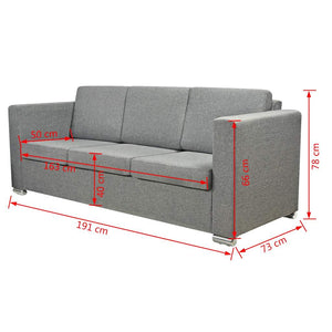 vidaXL Three-Piece Sofa Set Fabric Light Grey