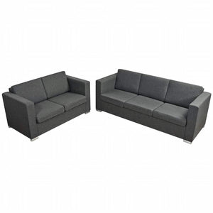 vidaXL Two-Seater Sofa Set Fabric Dark Grey